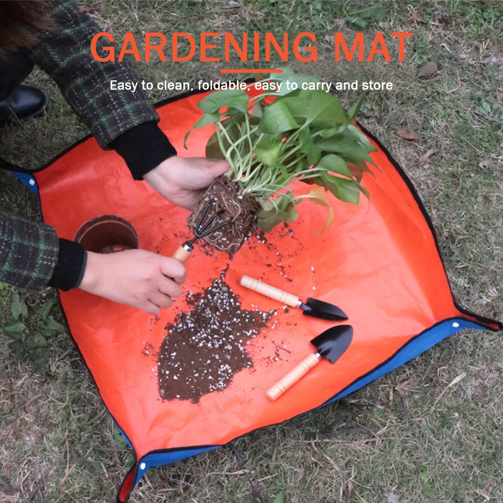 

Planting Mat Flower Pots Transplanting Mats 50cm-100cm Gardening Potting Pad Foldable Waterproof PE Plant Repotting Mats Indoor