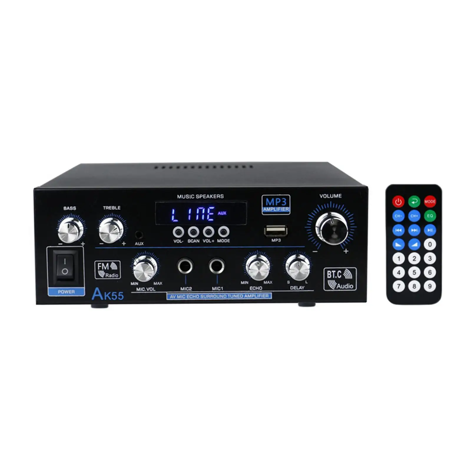 Audio Power Amplifier USB BT FM AUX Mic Echo Reverb Delay 110-240V Dual Channel HiFi Stereo Amp Speaker Receiver European
Audio Power Amplifier USB BT FM AUX Mic Echo Reverb Delay 110-240V Dual Channel HiFi Stereo Amp Speaker Receiver European