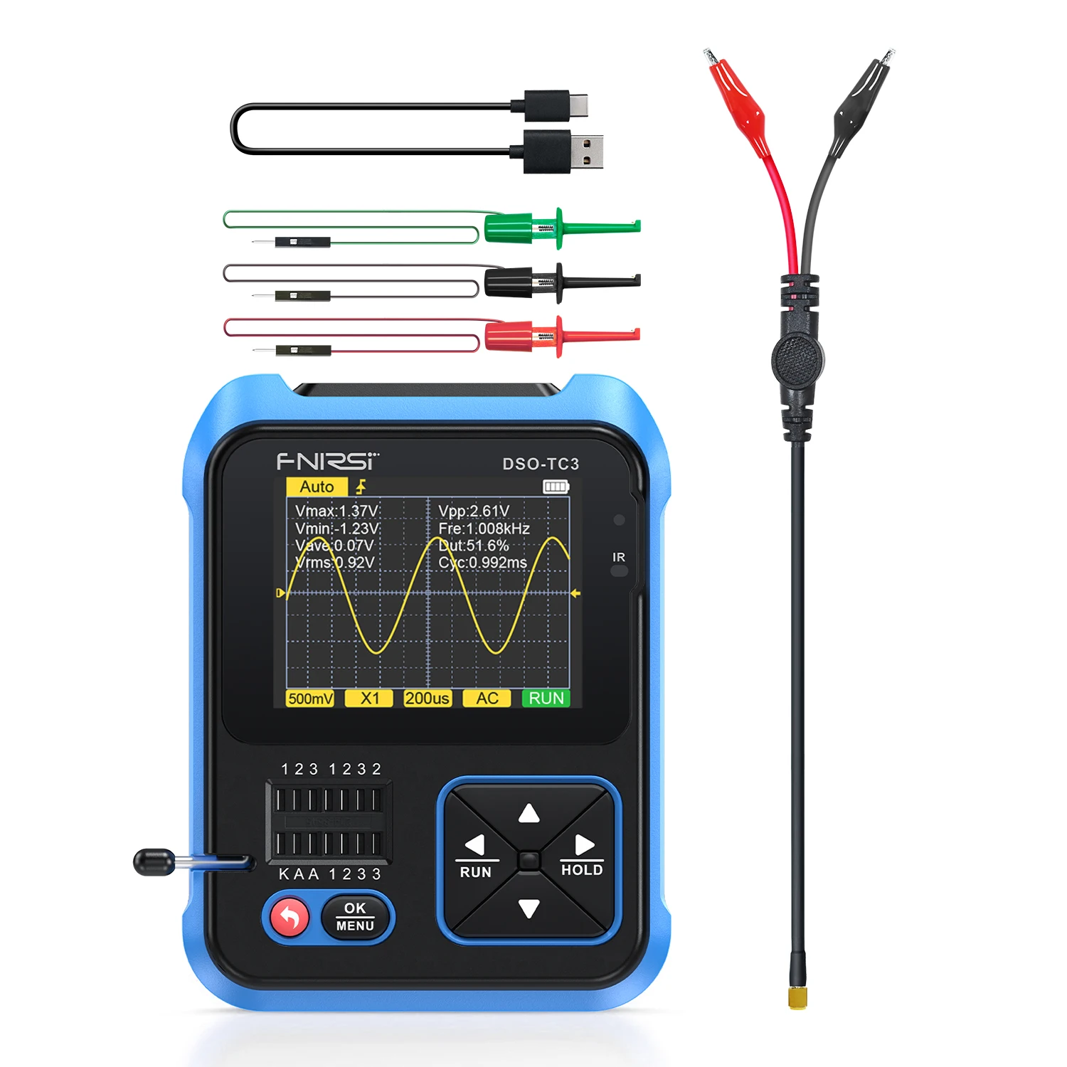 FNIRSI DSO-TC3 digital oscilloscope transistor tester LCR meter three-in-one DSO TC3 portable handheld small
FNIRSI DSO-TC3 digital oscilloscope transistor tester LCR meter three-in-one DSO TC3 portable handheld small