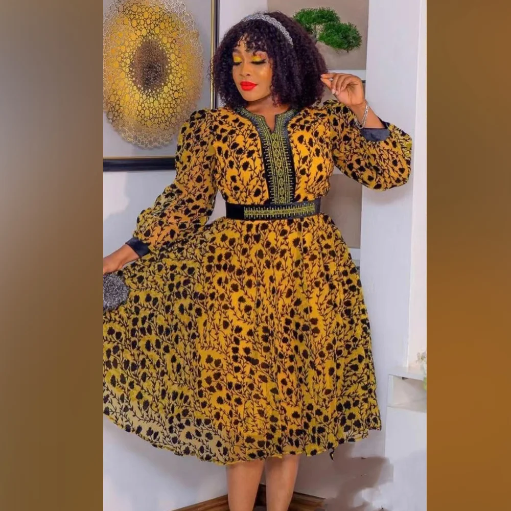 Floral Print Dresses Women Long Sleeve Elegant A-line Dress With Belt Fashion Evening Party Dresses Africa Female 2023 Summer
Floral Print Dresses Women Long Sleeve Elegant A-line Dress With Belt Fashion Evening Party Dresses Africa Female 2023 Summer