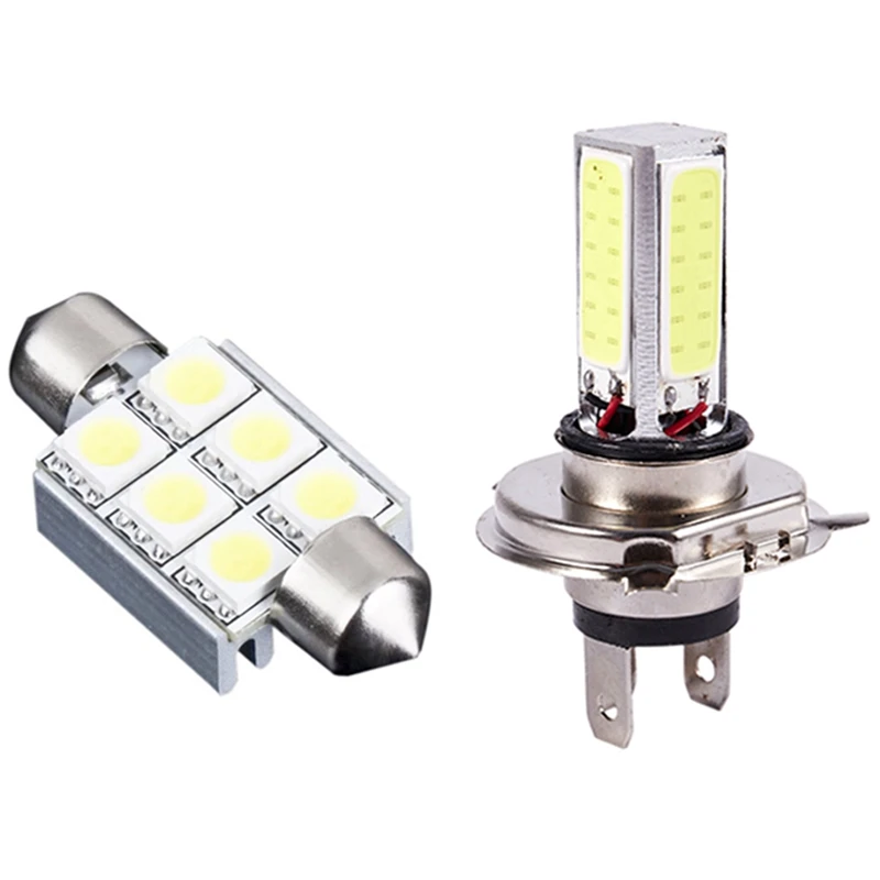 

36Mm 6 SMD 5050 Pure White Dome Festoon CANBUS OBC Car 6 LED Light & White High Power 20W H4 Car COB LED Fog DRL Lamp