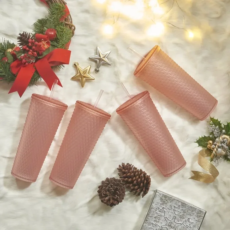 

Delightful DW AS 26oz Matte Textured Plastic Tumbler with Tinted Pink Finish - Lasting Drinkware for Everyday Use.