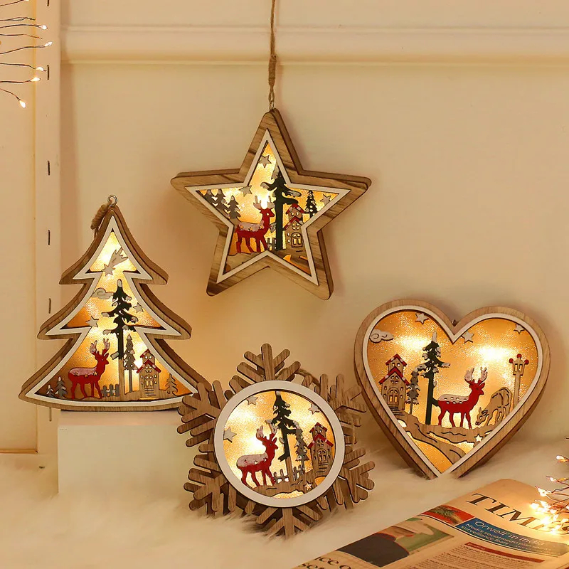 Wooden Christmas Decorative Night Light Star Heart Tree Shape Battery Powered LED Lamp Home Ornament
Wooden Christmas Decorative Night Light Star Heart Tree Shape Battery Powered LED Lamp Home Ornament