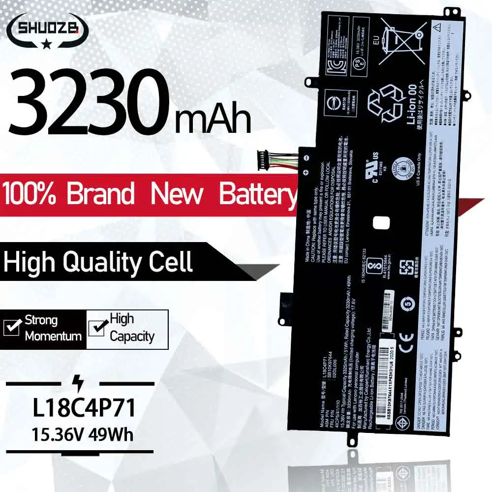 L18M4P72 Battery For Lenovo Thinkpad X1C X1 Carbon 2019 Year L18C4P71 L18L4P71 02DL006 SB10T83174 SKB10K97644 5B10W13931
L18M4P72 Battery For Lenovo Thinkpad X1C X1 Carbon 2019 Year L18C4P71 L18L4P71 02DL006 SB10T83174 SKB10K97644 5B10W13931