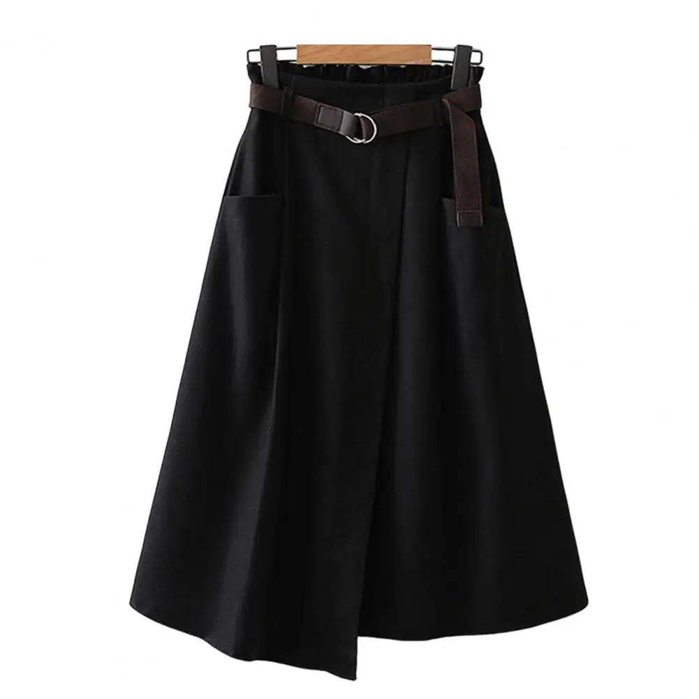Women Skirt Korean Style High-Waist Two Pockets Elastic Waistband Belt Office Irregular A-Line Midi Skirt Female Clothing
Women Skirt Korean Style High-Waist Two Pockets Elastic Waistband Belt Office Irregular A-Line Midi Skirt Female Clothing