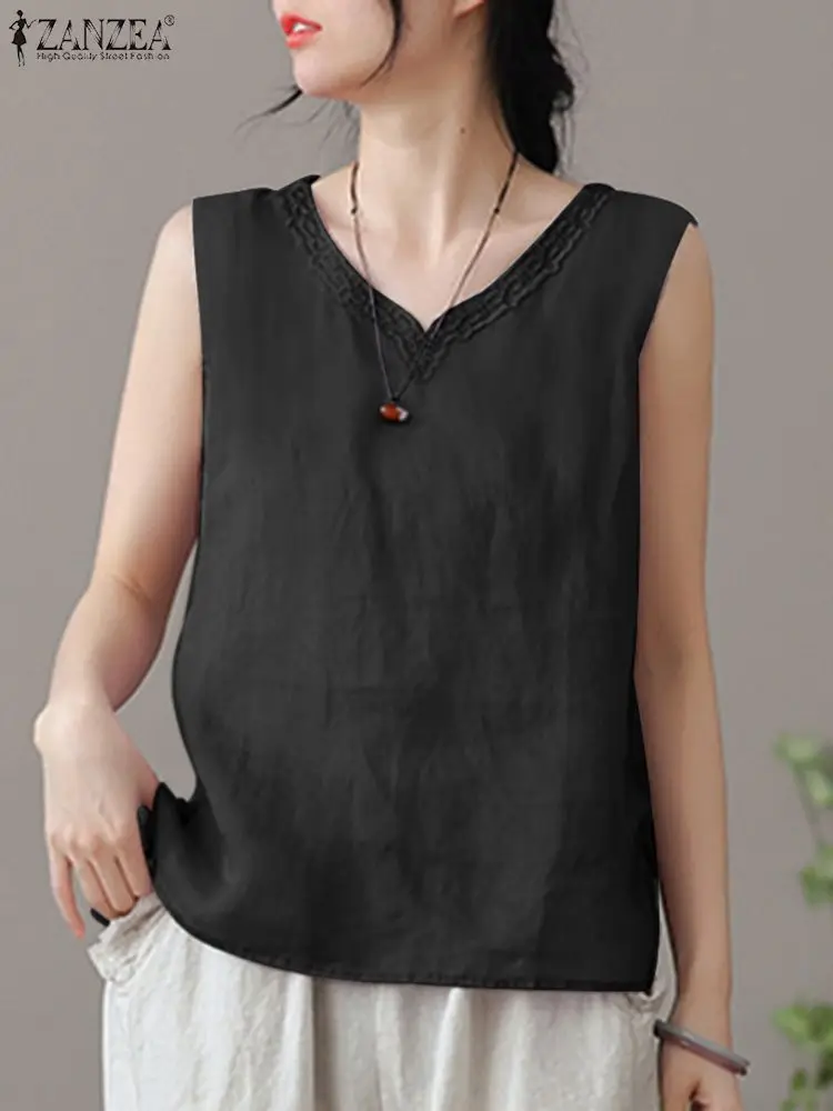 2023 ZANZEA Summer Women Blouse Vintage Embroidery Cotton Shirt Fashion Solid Blusas Beach Chemise V Neck Sleeveless Tanks Tops
2023 ZANZEA Summer Women Blouse Vintage Embroidery Cotton Shirt Fashion Solid Blusas Beach Chemise V Neck Sleeveless Tanks Tops