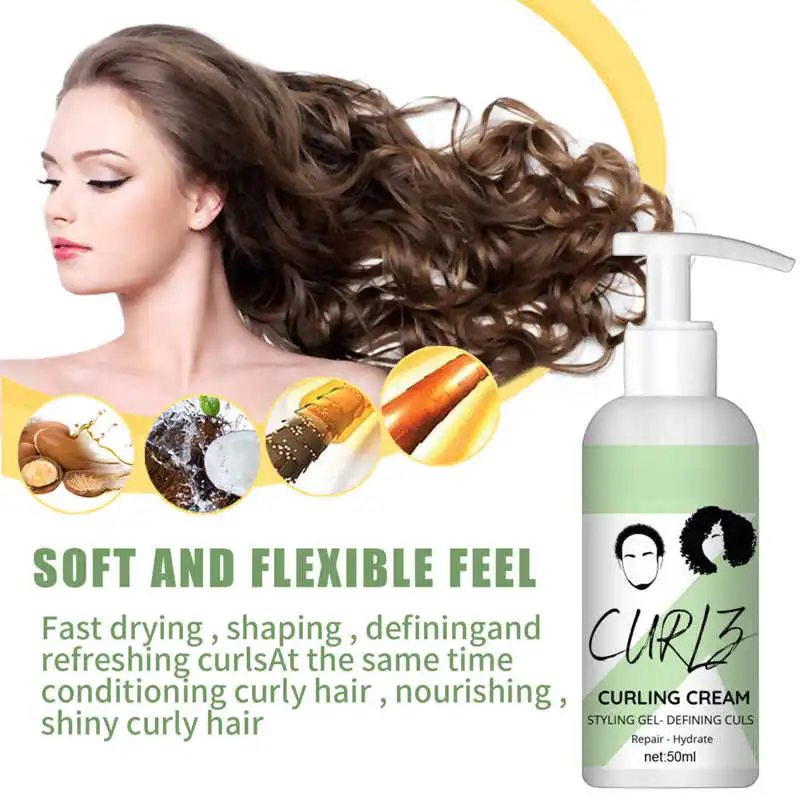 50ml Curly Hair Elastin Curls Quick-acting Moisturizing Repair Anti-frizz Lasting Control Hairstyle Curl Care Styling Cream - купить по