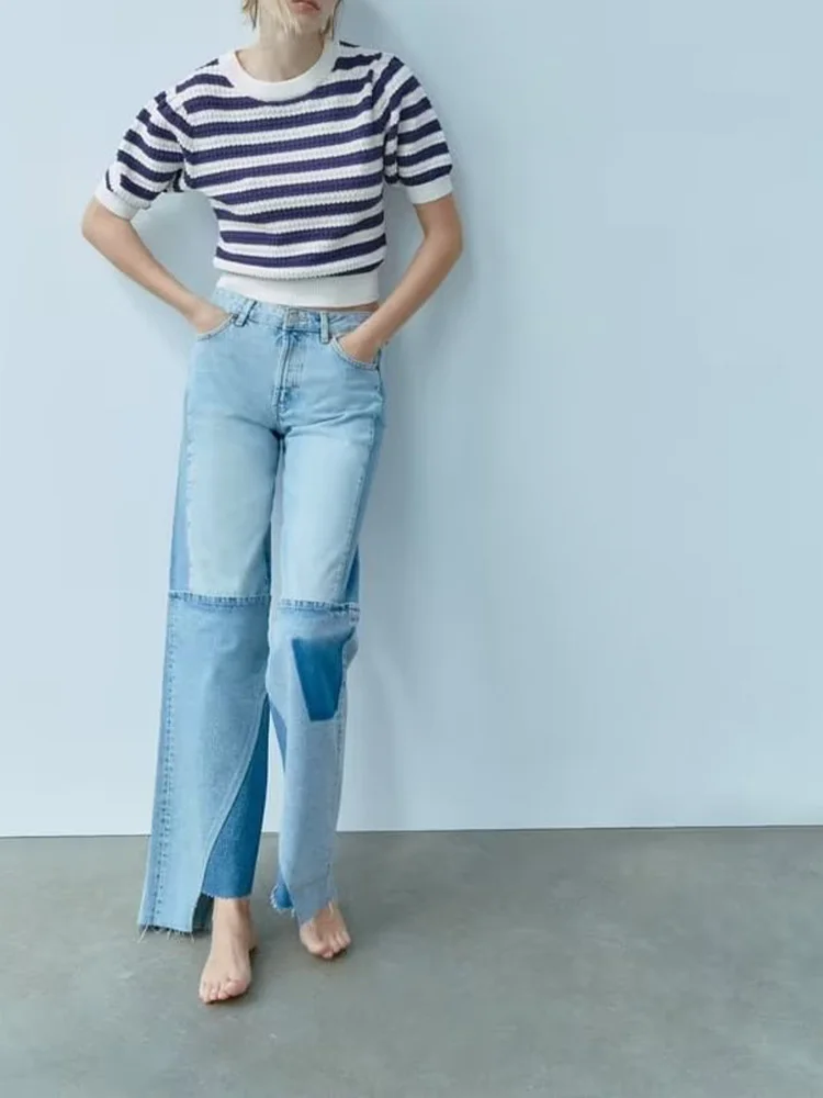 New women's spring and summer comfortable casual short-sleeved all-match round neck street striped textured sweater
New women's spring and summer comfortable casual short-sleeved all-match round neck street striped textured sweater