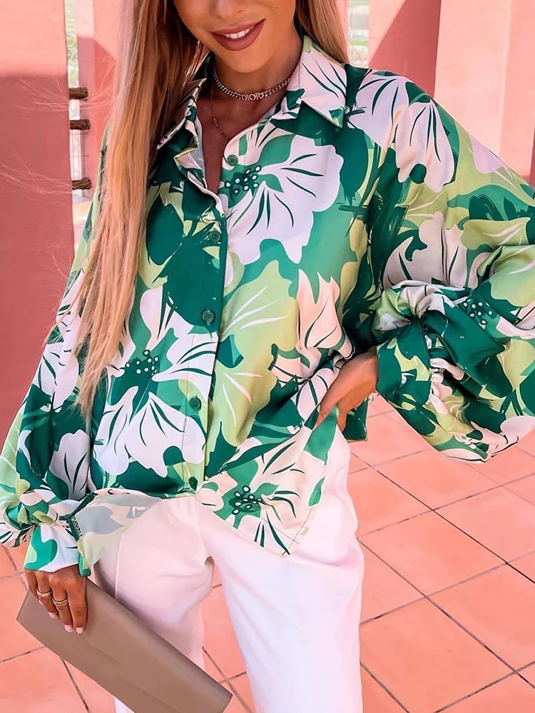 Women Fashion Floral Print Lantern Sleeve Blouse Office Women Casual Chic Shirt Tops Spring Elegant Turn-down Buttoned Blouses
Women Fashion Floral Print Lantern Sleeve Blouse Office Women Casual Chic Shirt Tops Spring Elegant Turn-down Buttoned Blouses