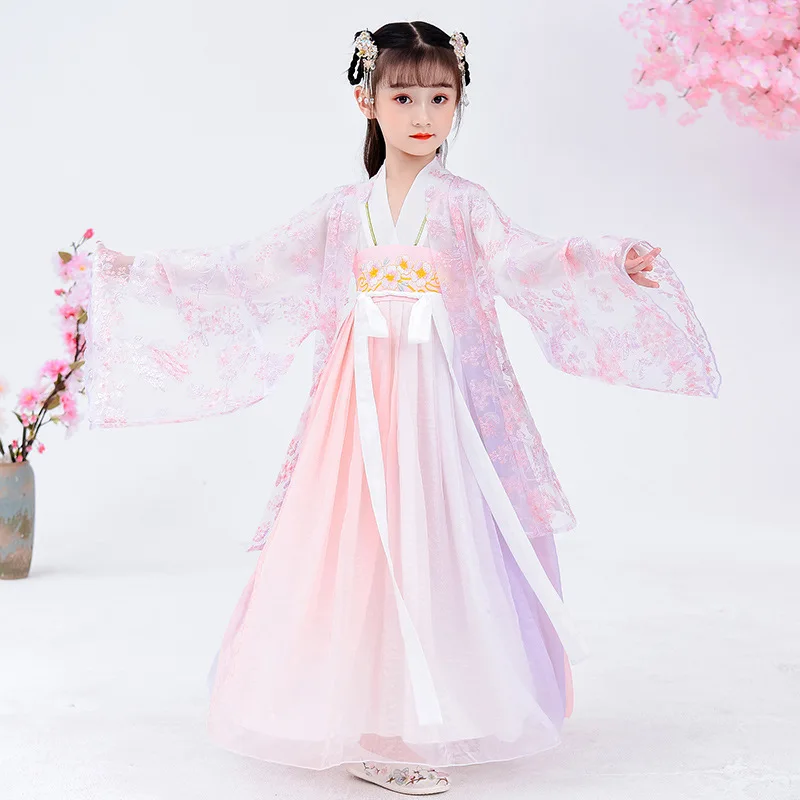 Chinese ancient costume embroidery clothing children's super fairy hanfu folk dance performance Chinese traditional girl costume
Chinese ancient costume embroidery clothing children's super fairy hanfu folk dance performance Chinese traditional girl costume