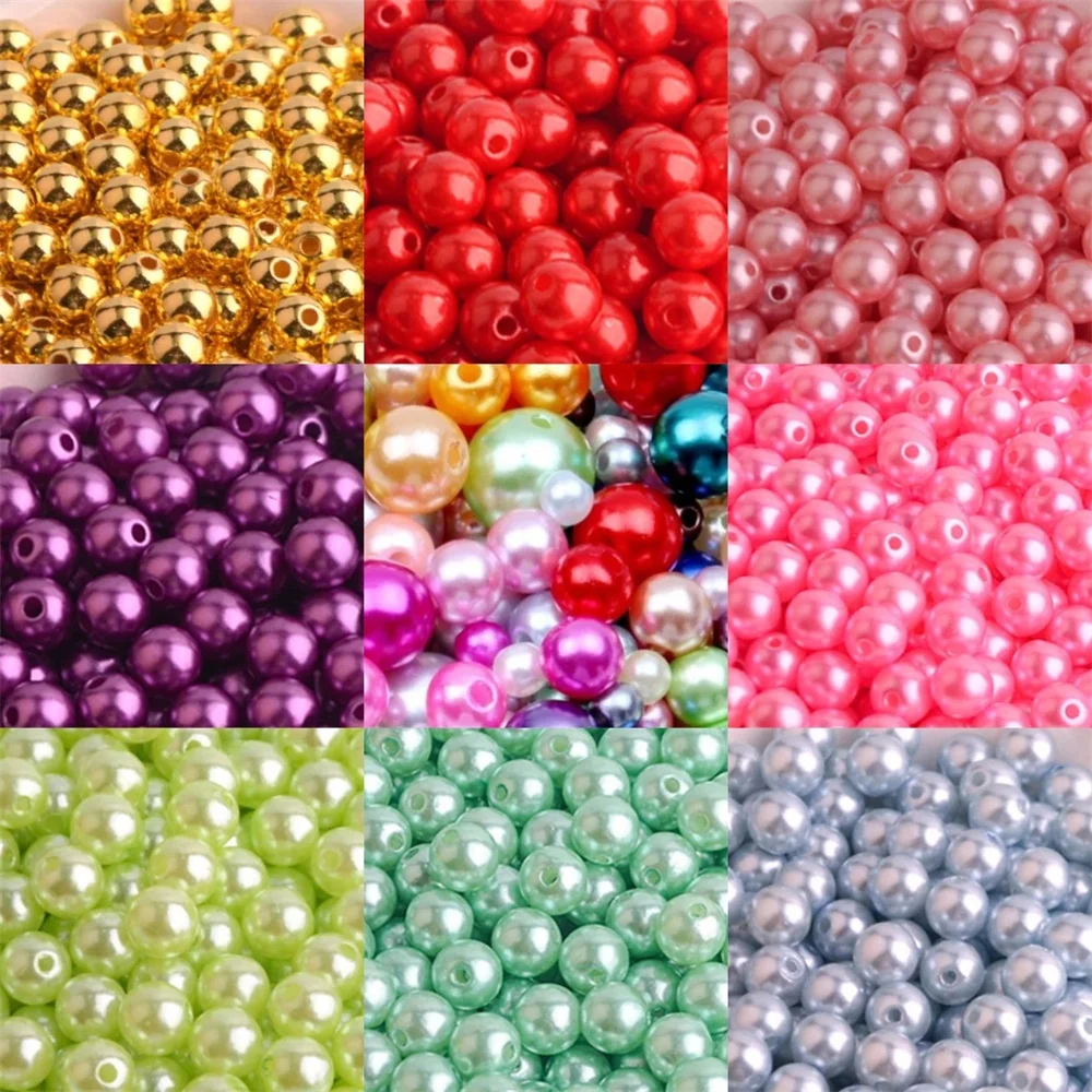 

3mm-12mm straight hole pearl ABS imitation pearls round imitation plastic pearls for needlework and jewelry making