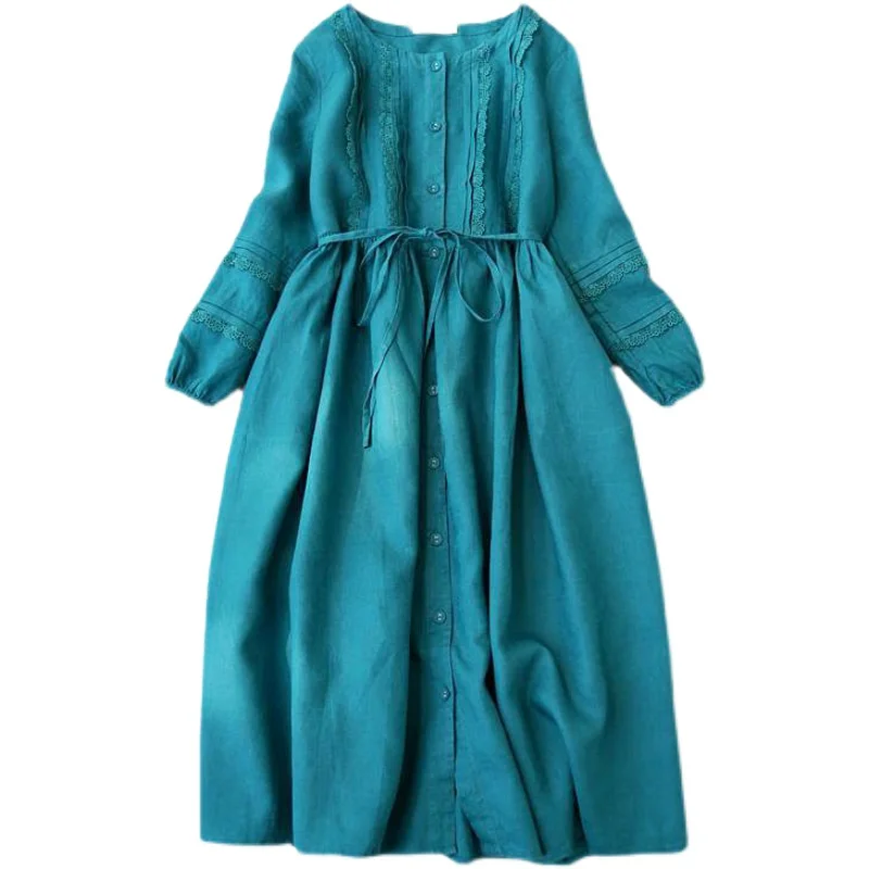 2022 Flax Linen Chinese Style Dress for Women LOOSE Mid-Calf O-Neck Summer Long Sleeve Dress New Vestidos De Mujer
2022 Flax Linen Chinese Style Dress for Women LOOSE Mid-Calf O-Neck Summer Long Sleeve Dress New Vestidos De Mujer