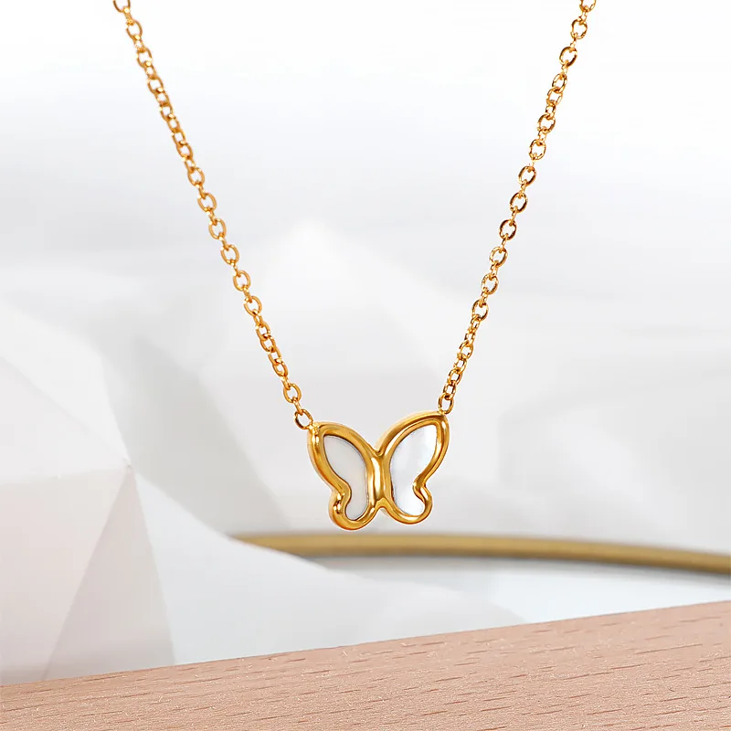 Waterproof Non Tarnish Jewelry Set Personalized 18K Gold Stainless Steel Shell Butterfly Pendant Necklace Earrings
Waterproof Non Tarnish Jewelry Set Personalized 18K Gold Stainless Steel Shell Butterfly Pendant Necklace Earrings