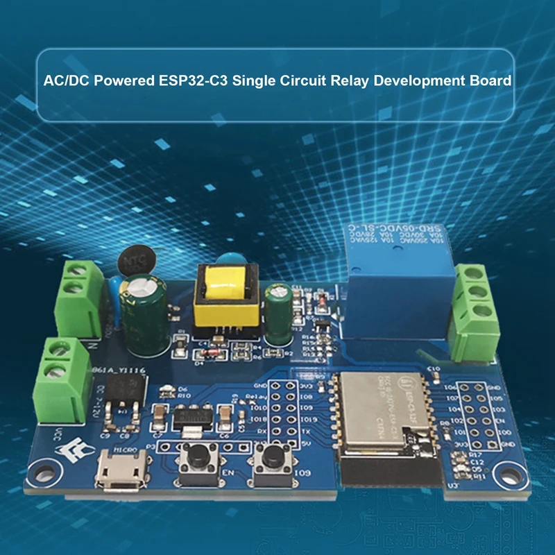 Блок питания переменного/постоянного тока, Wi-Fi, Bluetooth, BLE, однорелейный модуль, ESP32-C3 релейная плата для разработки
Блок питания переменного/постоянного тока, Wi-Fi, Bluetooth, BLE, однорелейный модуль, ESP32-C3 релейная плата для разработки