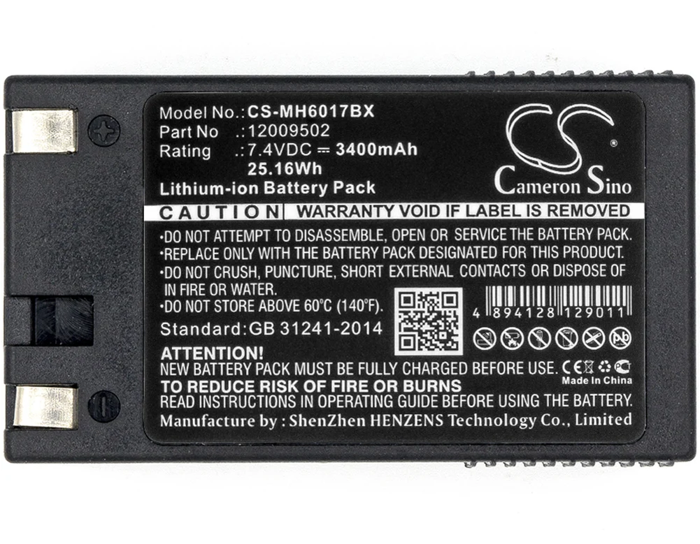 Cameron Sino 3400mA Battery for Monarch 6017 Handiprint,6032,6032 Pathfinder,6039 12009502
Cameron Sino 3400mA Battery for Monarch 6017 Handiprint,6032,6032 Pathfinder,6039 12009502