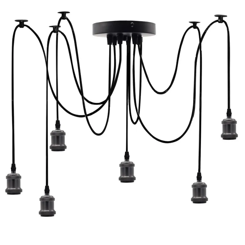 

Nordic Spider Industrial Pendant Lamp E27 200cm 6 Heads 110-220v Loft Edison Industrial Hanging Lamps Length Pendant Lights