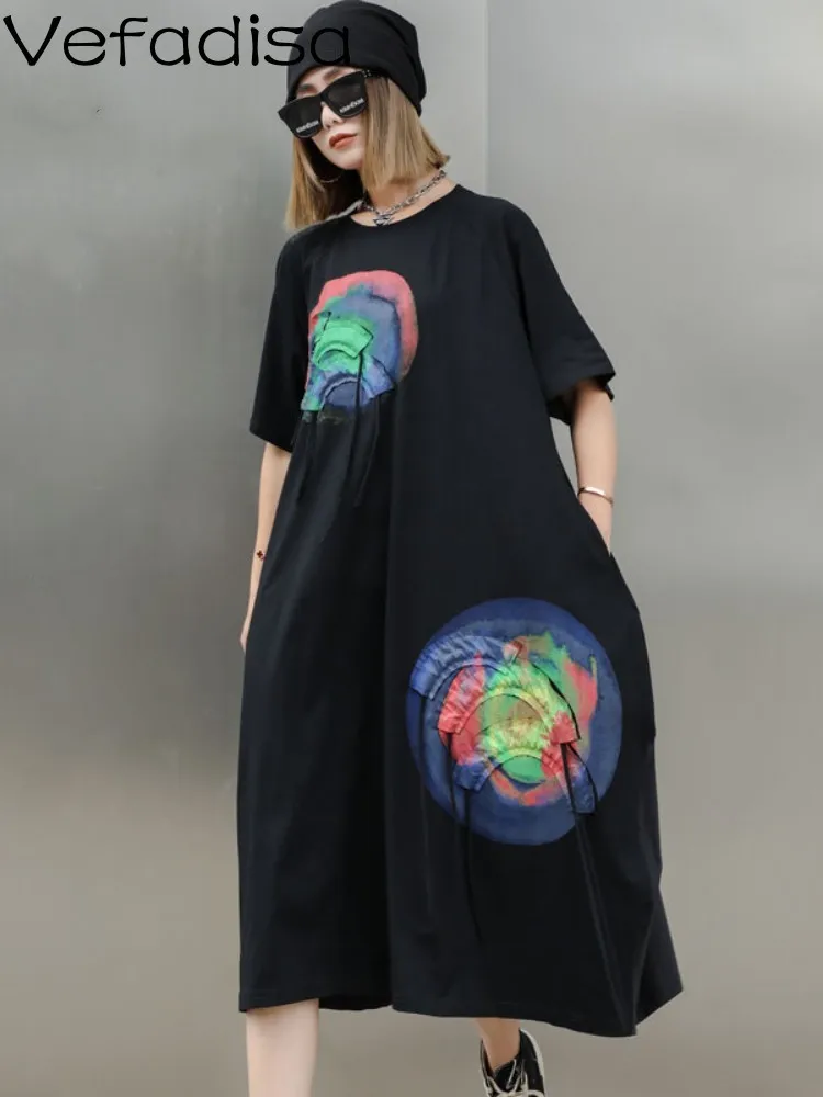 Vefadisa 2023 New Summer Fashion Woman Dress Black Personalized Print Loose Trendy Girl Elegant Casual Dress ZY665
Vefadisa 2023 New Summer Fashion Woman Dress Black Personalized Print Loose Trendy Girl Elegant Casual Dress ZY665