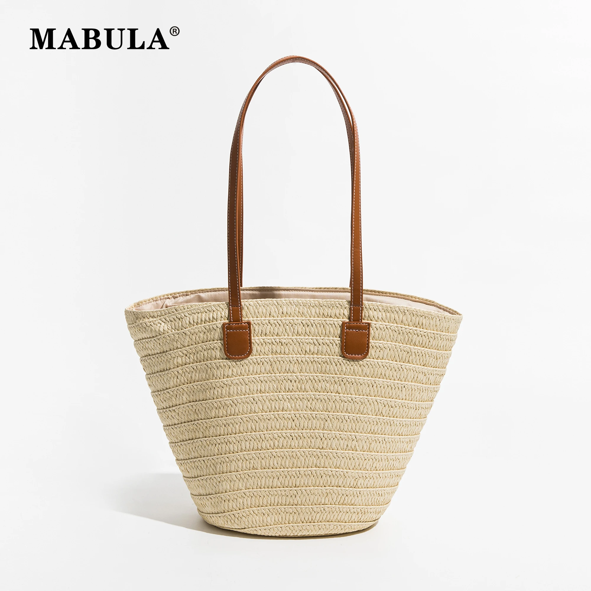 MABULA летняя соломенная плетеная Сумка-тоут, женские повседневные сумки на плечо, хаки, простая дизайнерская пляжная сумка для отпуска, женские сумки-ведра
MABULA летняя соломенная плетеная Сумка-тоут, женские повседневные сумки на плечо, хаки, простая дизайнерская пляжная сумка для отпуска, женские сумки-ведра