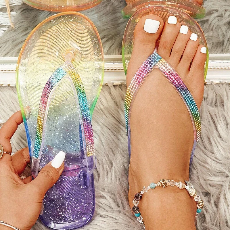 Women Rhinestones Design Fashion Jelly Flip-flops New Casual Flat Sandals Outdoor Beach Vacation Women Slippers Shoes
Women Rhinestones Design Fashion Jelly Flip-flops New Casual Flat Sandals Outdoor Beach Vacation Women Slippers Shoes