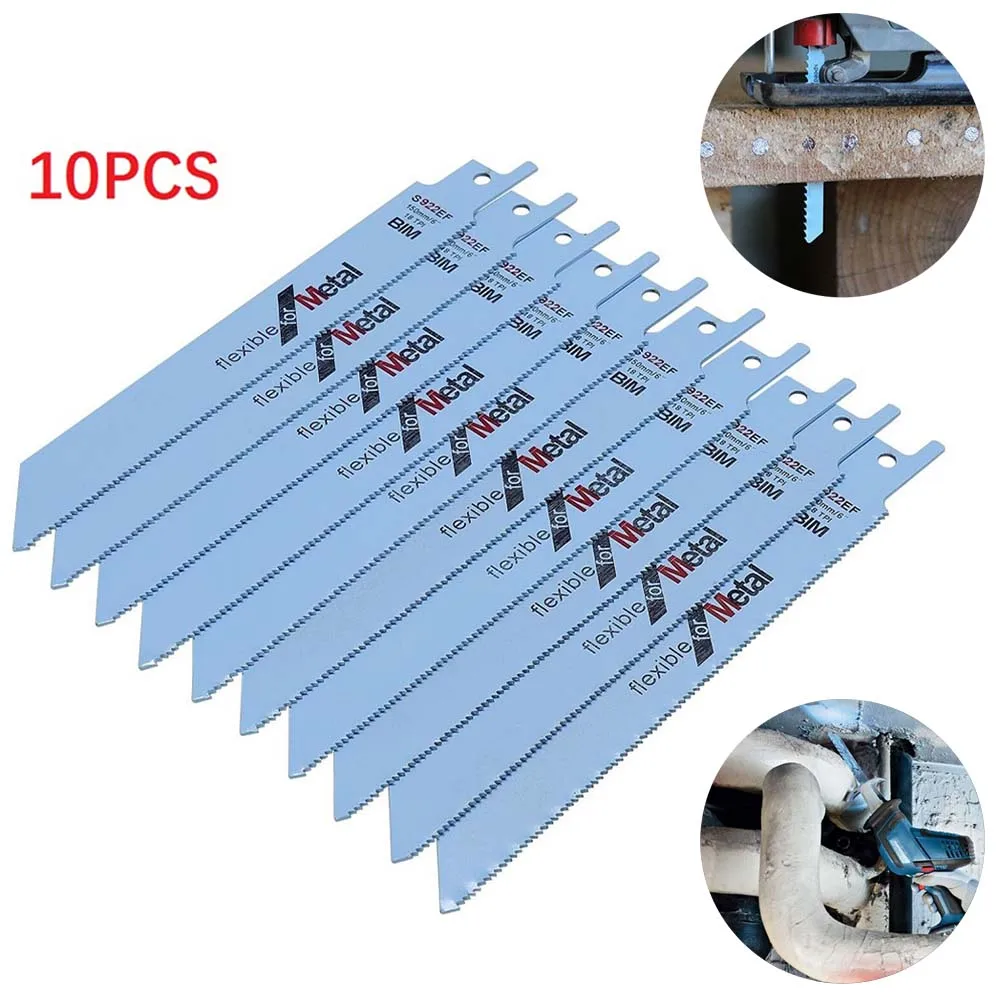 10pcs Reciprocating Saw Blades Set S922EF 150mm 6" BIM Saw Blade Cutter Flexible For Cutting Metal Cutting Tools
10pcs Reciprocating Saw Blades Set S922EF 150mm 6" BIM Saw Blade Cutter Flexible For Cutting Metal Cutting Tools