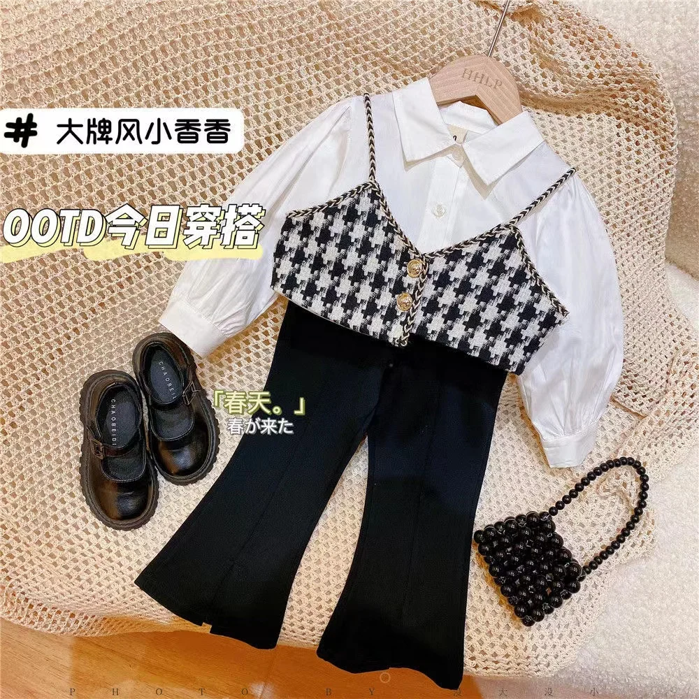 Mi Do Do 2022 Spring Autumn New Girls Fashion Shirt Suit Children Suspender Blouse + Black Flared Pants Set Outfit Kid Clothes
Mi Do Do 2022 Spring Autumn New Girls Fashion Shirt Suit Children Suspender Blouse + Black Flared Pants Set Outfit Kid Clothes
