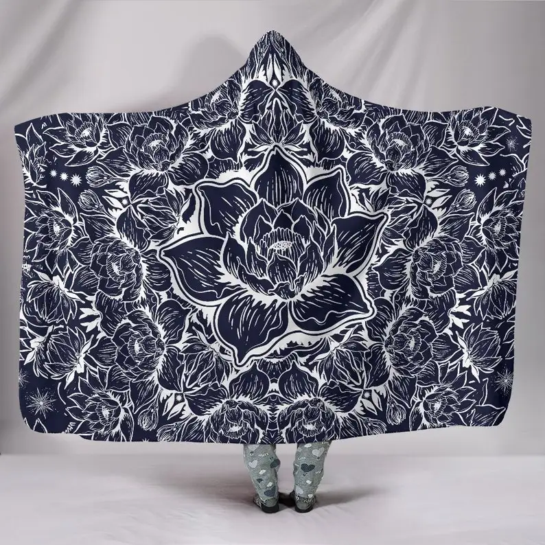 Black White Lotus Hooded Blanket-Hippie Gift-Wearable Blanket- Psychedelic Blanket- Bohemian Gift- Festival Gift- Goa Trance- Bu
Black White Lotus Hooded Blanket-Hippie Gift-Wearable Blanket- Psychedelic Blanket- Bohemian Gift- Festival Gift- Goa Trance- Bu