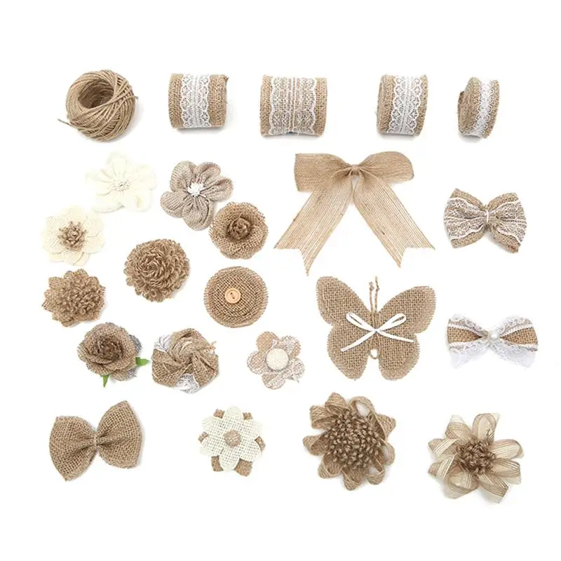 23Pcs Handmade Jute Burlap Flowers Heads Creative DIY Handmade Linen Lace Craft Projects Party Supplies For Wedding
23Pcs Handmade Jute Burlap Flowers Heads Creative DIY Handmade Linen Lace Craft Projects Party Supplies For Wedding