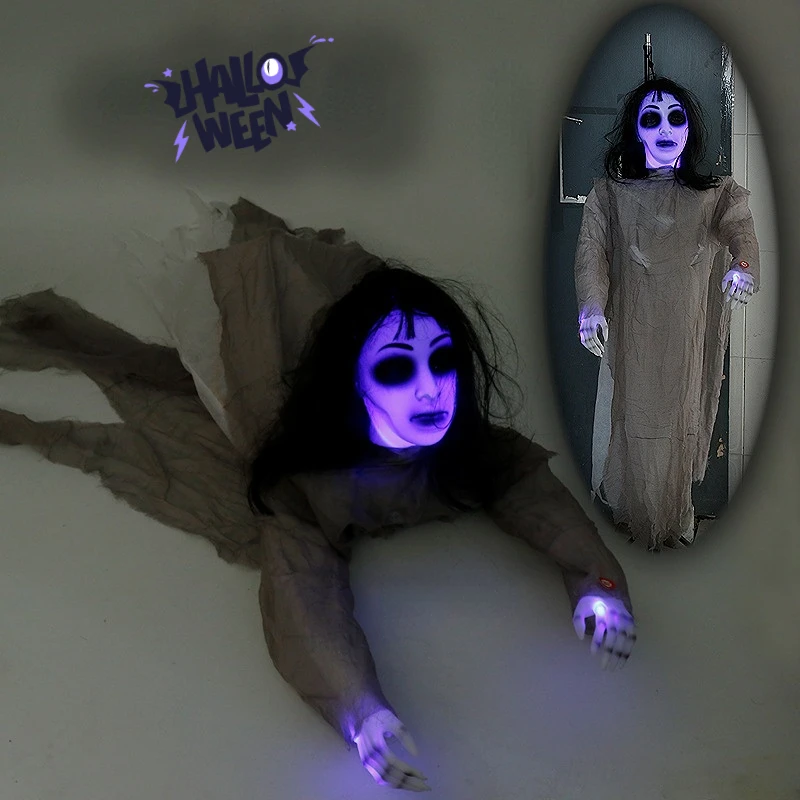 Halloween Hanging Ghost Prop Scary Glowing Female Ghost Electric Sound Toy for Haunted House Halloween Outdoor Indoor Decoration
Halloween Hanging Ghost Prop Scary Glowing Female Ghost Electric Sound Toy for Haunted House Halloween Outdoor Indoor Decoration