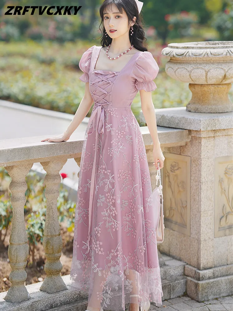 Elegant Vintage Bandage Dress For Women's Designer Fashion Embroidery Simple Sweet Midi Dress Ladies Summer Holiday Vestidos
Elegant Vintage Bandage Dress For Women's Designer Fashion Embroidery Simple Sweet Midi Dress Ladies Summer Holiday Vestidos