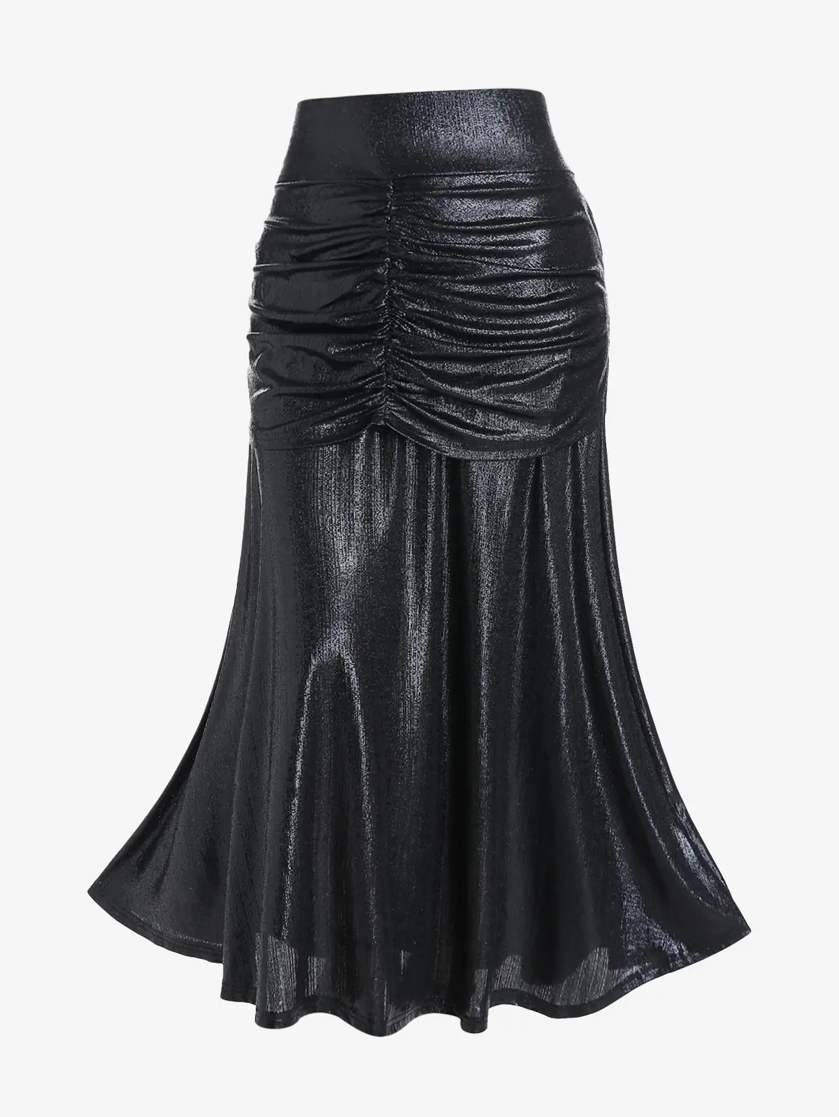 

ROSEGAL Plus Size Ruched Sparkle Maxi Party Fishtail Skirt Or Gothic D-rings Faux Leather Pleated Mini Skirt Women's Bottoms