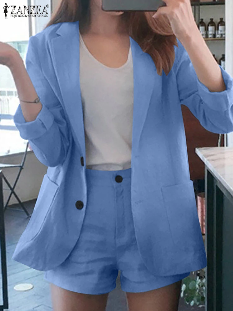ZANZEA Elegant Autumn Blazer Suits Thin Stylish Women Matching Sets Causal Long Sleeve Tops Short Sets OL Work Urban Tracksuit
ZANZEA Elegant Autumn Blazer Suits Thin Stylish Women Matching Sets Causal Long Sleeve Tops Short Sets OL Work Urban Tracksuit