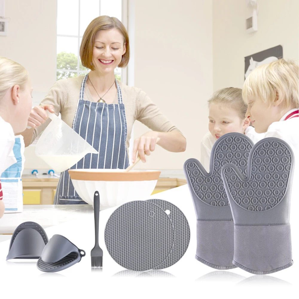 Oven Mitts Set with Oil Brush & Pads Anti-Slip Silicone Oven Gloves for Kitchen Textured Grip Baking Mitts gass
Oven Mitts Set with Oil Brush & Pads Anti-Slip Silicone Oven Gloves for Kitchen Textured Grip Baking Mitts gass