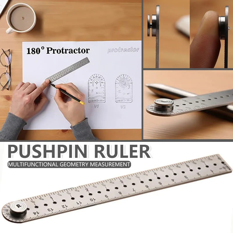 All-in-one Pushpin Ruler Multifunctional Stainless Steel Drawing Ruler Portable Measuring Tool Pushpin Ruler Sp99 
All-in-one Pushpin Ruler Multifunctional Stainless Steel Drawing Ruler Portable Measuring Tool Pushpin Ruler Sp99