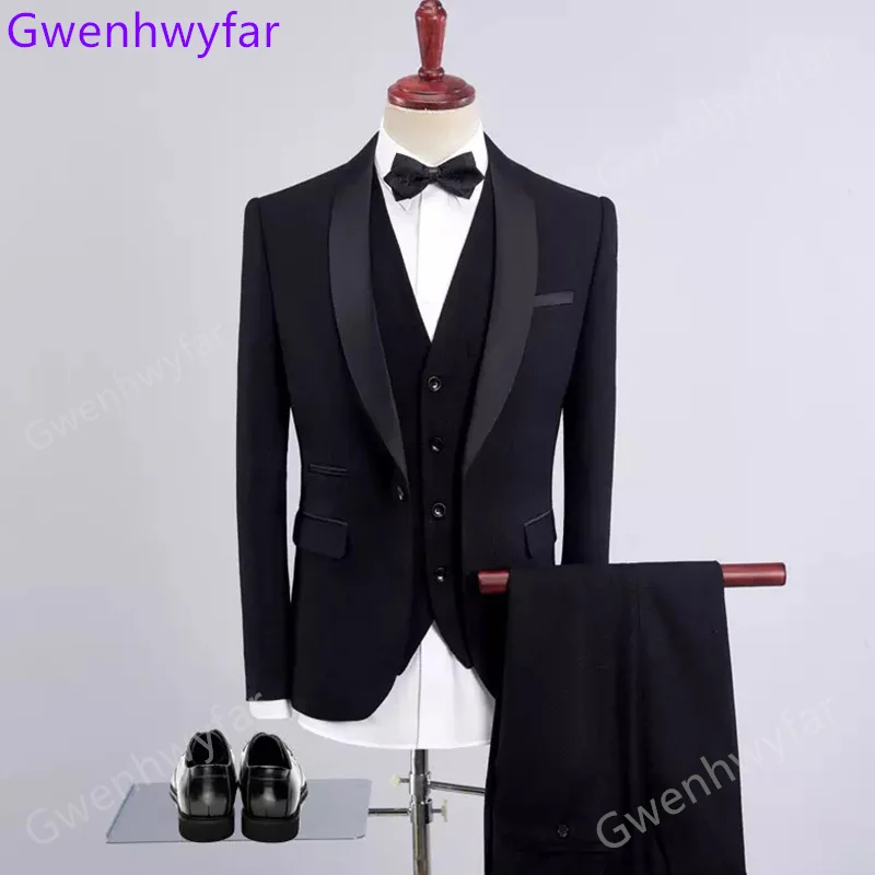 Gwenhwyfar Costume Homme Noir Shawl Lapel One Button Slim Fit Three Pieces Black Groom Tuxedo for Wedding Prom Dresses
Gwenhwyfar Costume Homme Noir Shawl Lapel One Button Slim Fit Three Pieces Black Groom Tuxedo for Wedding Prom Dresses