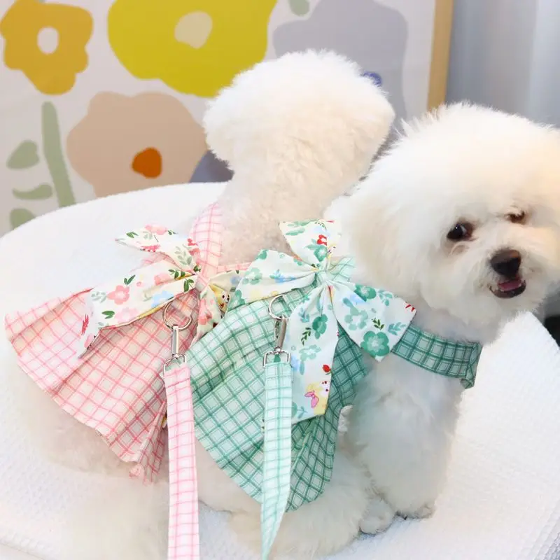 Dog Clothes Traction Rope JK Colorful Plaid Bow Skirt Chest Strap Bibear Pomeranian Style Summer Pet Clothing Cat Accessories
Dog Clothes Traction Rope JK Colorful Plaid Bow Skirt Chest Strap Bibear Pomeranian Style Summer Pet Clothing Cat Accessories
