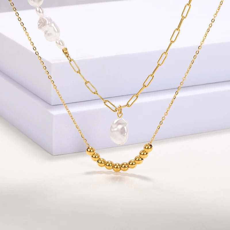 Trend Vintage Bohemian Baroque Pearl Clavicle Chain Necklaces for Women Stainless Steel Beads Jewelry Valentine's Day Gifts
Trend Vintage Bohemian Baroque Pearl Clavicle Chain Necklaces for Women Stainless Steel Beads Jewelry Valentine's Day Gifts