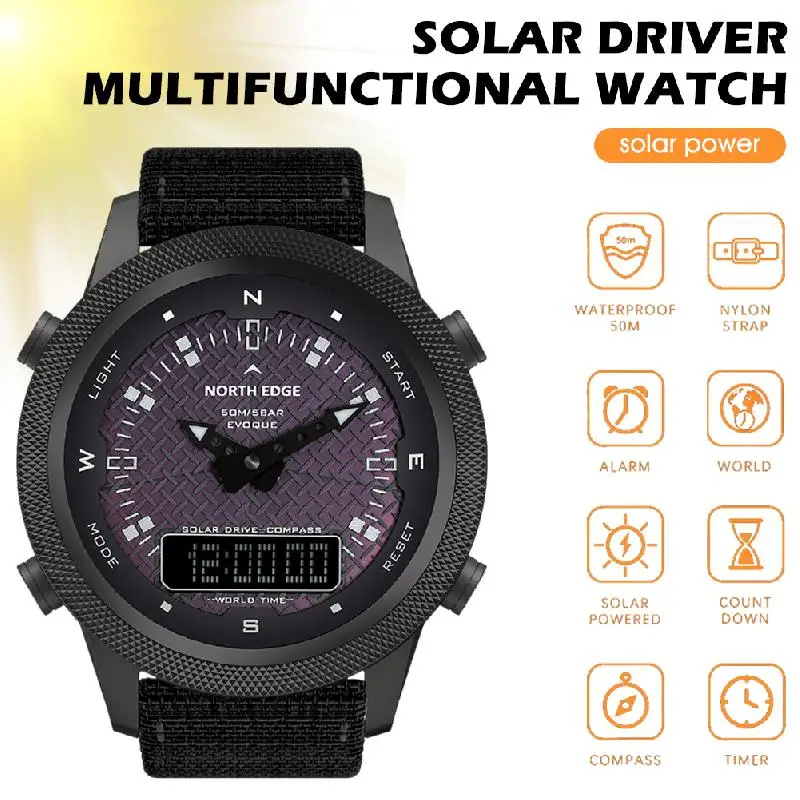 NORTH EDGE Men Digital Solar Watch Mens Outdoor Sport Watches Full Metal Waterproof 50M Countdown Compass Stopwatch Smart Watch
NORTH EDGE Men Digital Solar Watch Mens Outdoor Sport Watches Full Metal Waterproof 50M Countdown Compass Stopwatch Smart Watch