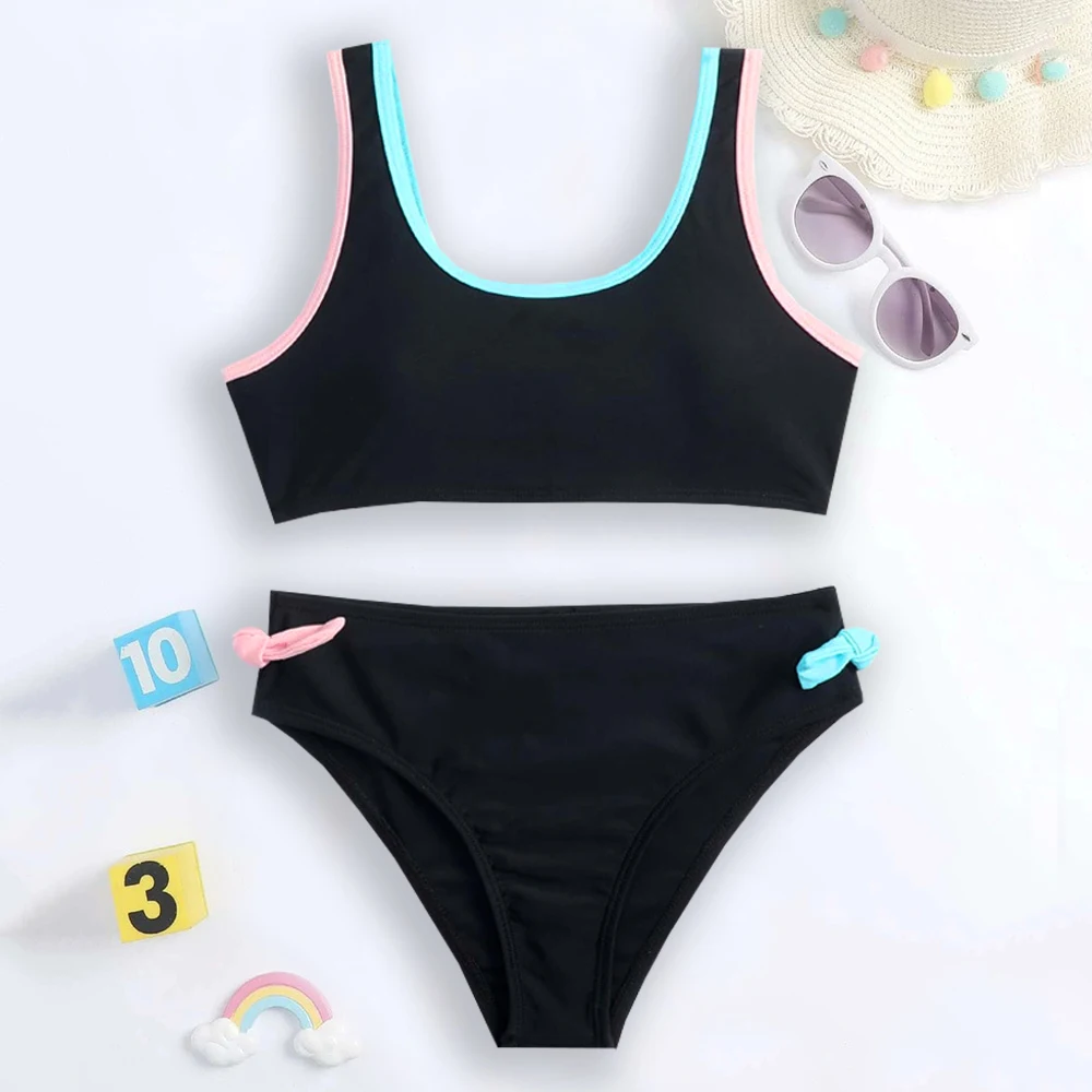 Girl Solid Contrast Binding Bikini Swimsuit Kids 7-14 Years Two Piece Children's Swimwear Teenager Bathing Suit Summer Beachwear
Girl Solid Contrast Binding Bikini Swimsuit Kids 7-14 Years Two Piece Children's Swimwear Teenager Bathing Suit Summer Beachwear