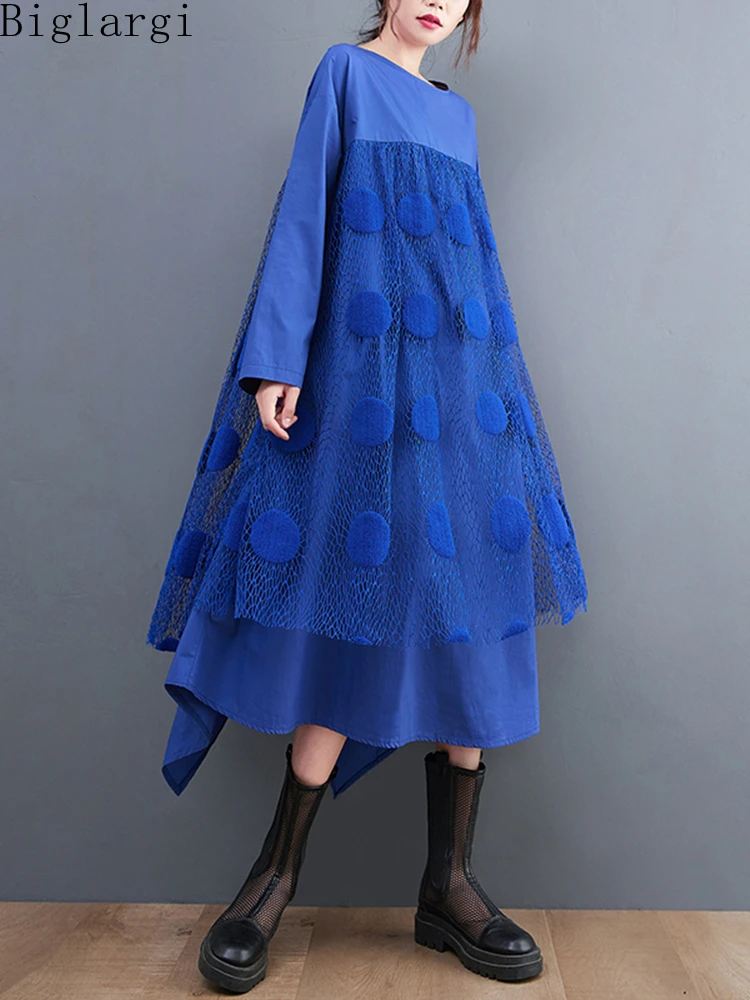 Oversized Fashion Mesh Patchwork Spring Autumn Polka Dot Dress Women Casual Big Size Ladies Korean 2022 New Irregular Cotton
Oversized Fashion Mesh Patchwork Spring Autumn Polka Dot Dress Women Casual Big Size Ladies Korean 2022 New Irregular Cotton
