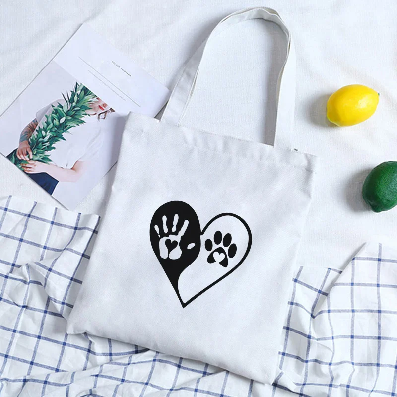Canvas Shoulder Bag Shopper Bags reusable Large Capacity Handbags summer Love Dog Paw Casual aesthetic Art Cartoon Cloth bag
Canvas Shoulder Bag Shopper Bags reusable Large Capacity Handbags summer Love Dog Paw Casual aesthetic Art Cartoon Cloth bag