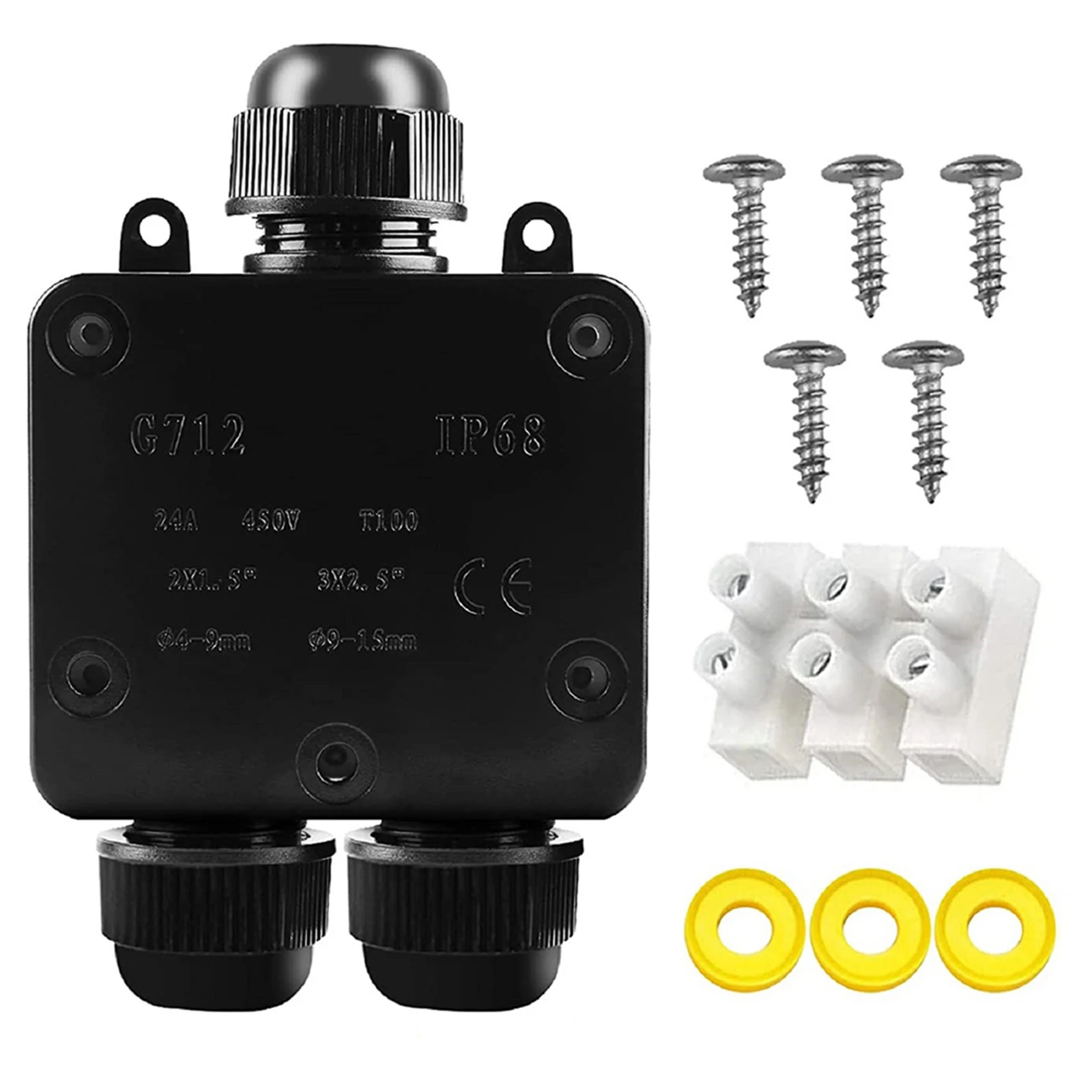 3-Way Junction Box 24A 450V Waterproof PC IP68 Cable Connector Earth Outdoor Connection Box 54mm* 29mm* 27mm Electrical Equipmen
3-Way Junction Box 24A 450V Waterproof PC IP68 Cable Connector Earth Outdoor Connection Box 54mm* 29mm* 27mm Electrical Equipmen