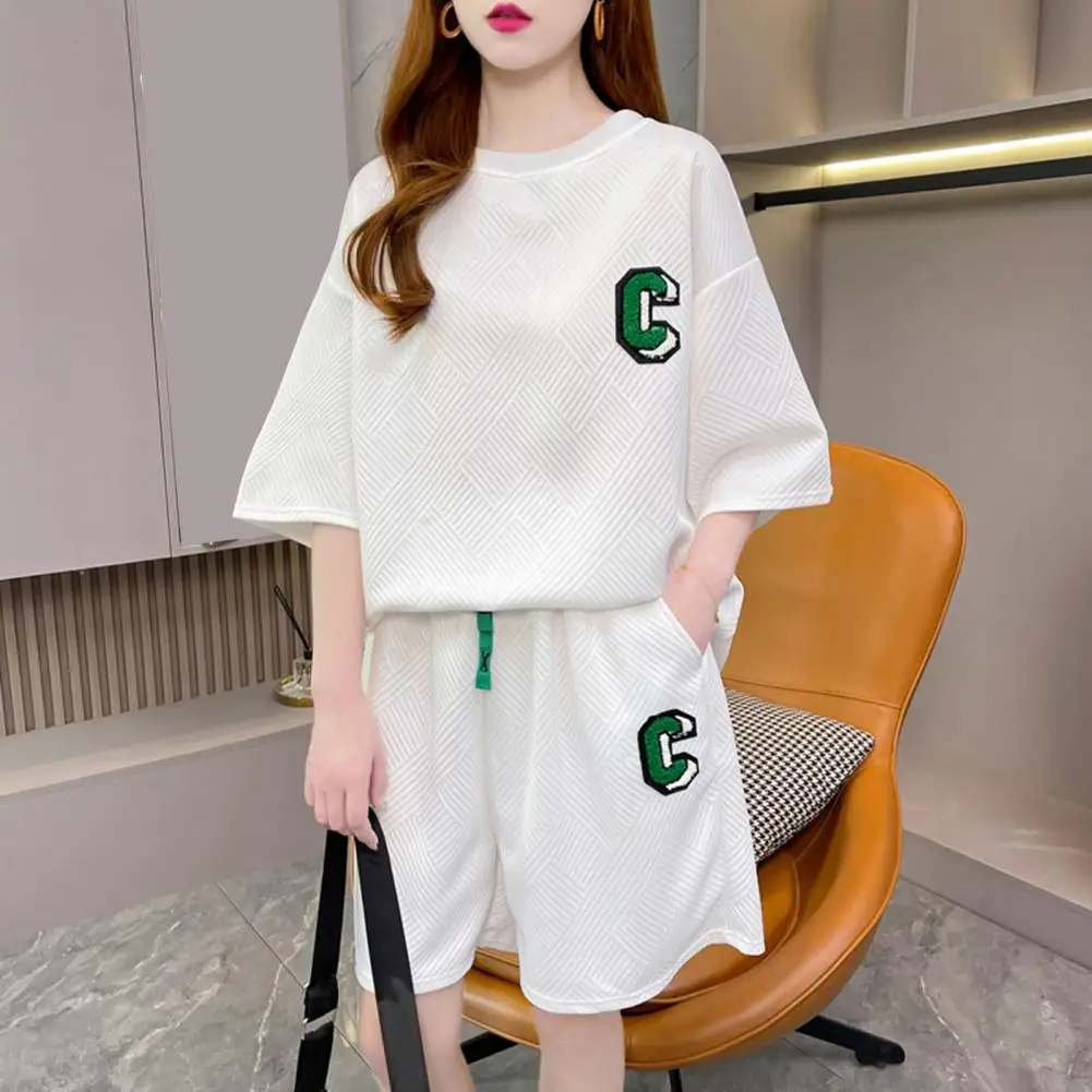 2 Pcs/Set Women Summer Waffle Suit Tracksuit Three Quarter Sleeve Letter Print T-shirt Shorts Loose Sports Outfit Sportswear
2 Pcs/Set Women Summer Waffle Suit Tracksuit Three Quarter Sleeve Letter Print T-shirt Shorts Loose Sports Outfit Sportswear