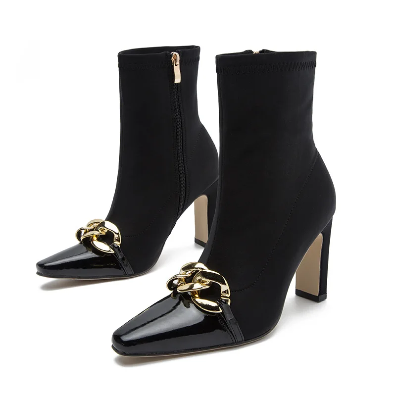 Autumn and Winter New Women's Boots British Style Pointed Toe High Heels Spelling Color Chain Hundred with Martin Boots
Autumn and Winter New Women's Boots British Style Pointed Toe High Heels Spelling Color Chain Hundred with Martin Boots