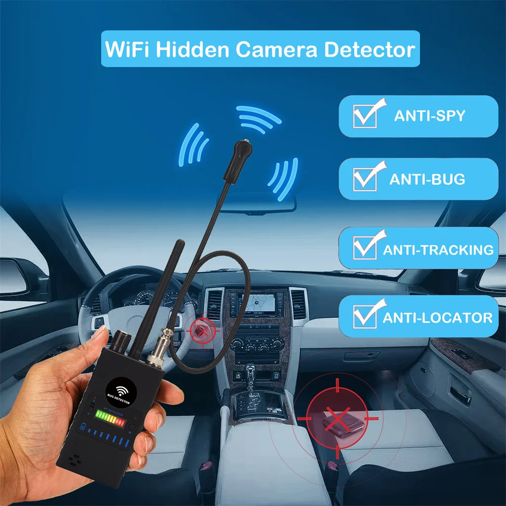 

Anti Spy RF Detector, High Sensitivity Wireless Bug Camera Detector for GPS Tracking GSM Listening Device Finder Radio Scanner
