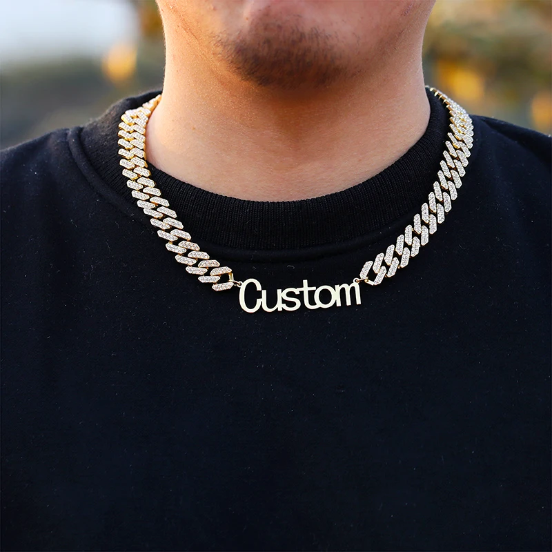 US7 Custom 12MM Letter Necklace For Men Ice Out Cubic Zirconia Choker Cuban Chain Personalized Name Necklace For Custom Gift
US7 Custom 12MM Letter Necklace For Men Ice Out Cubic Zirconia Choker Cuban Chain Personalized Name Necklace For Custom Gift