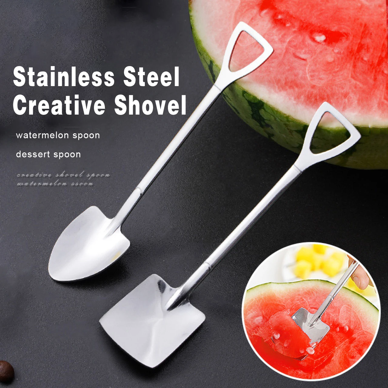 

Shovel Spoons Stainless Steel TeaSpoons Creative Coffee Spoon for Ice Cream Dessert Scoop Tableware Cutlery Set Soup Spoon