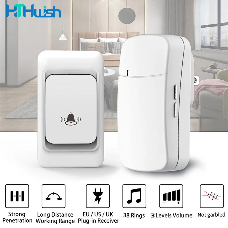 Intelligent Wireless Doorbell Home Welcome Door Bell Waterproof Outdoor Smart Doorbell Kit 300M Remote EU UK US Plug AC100-250V
Intelligent Wireless Doorbell Home Welcome Door Bell Waterproof Outdoor Smart Doorbell Kit 300M Remote EU UK US Plug AC100-250V