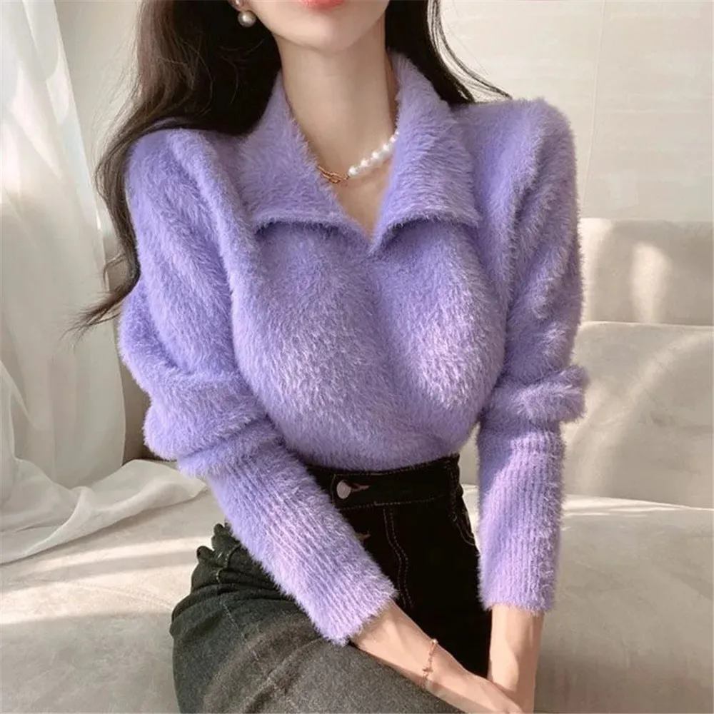 Женский трикотажный свитер с лацканами, однотонный мягкий Повседневный пуловер в офисном стиле, джемпер для улицы, 2022
Женский трикотажный свитер с лацканами, однотонный мягкий Повседневный пуловер в офисном стиле, джемпер для улицы, 2022