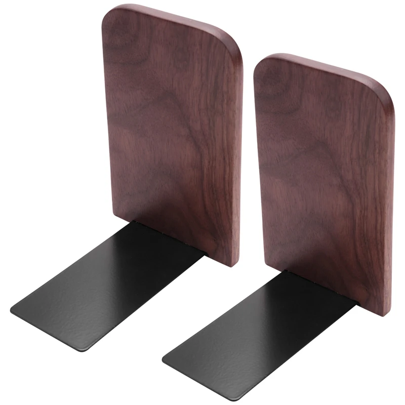 2Pcs Wooden Bookends With Metal Base Heavy Duty Black Walnut Book Stand With Anti-Skid Dots For Office Desktop Or Shelves
2Pcs Wooden Bookends With Metal Base Heavy Duty Black Walnut Book Stand With Anti-Skid Dots For Office Desktop Or Shelves