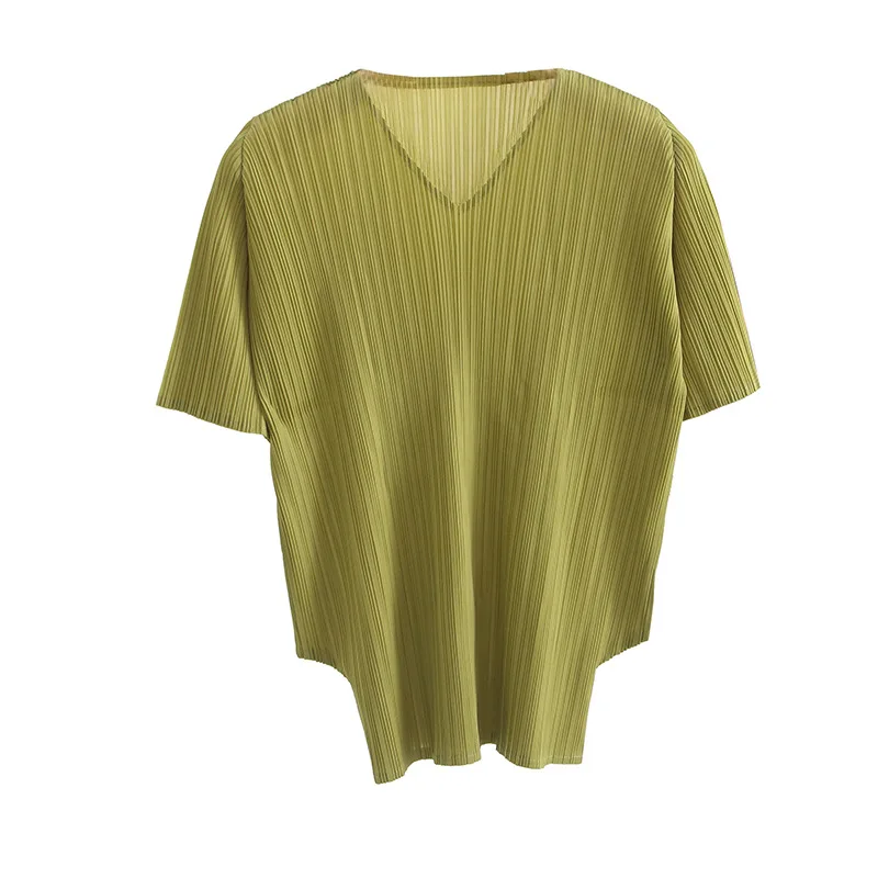 Miyake Style Top for Women 2023 Summer Short-Sleeved V-neck T-shirt Slimming Versatile Pleated Solid Color Small Shirt for Women
Miyake Style Top for Women 2023 Summer Short-Sleeved V-neck T-shirt Slimming Versatile Pleated Solid Color Small Shirt for Women